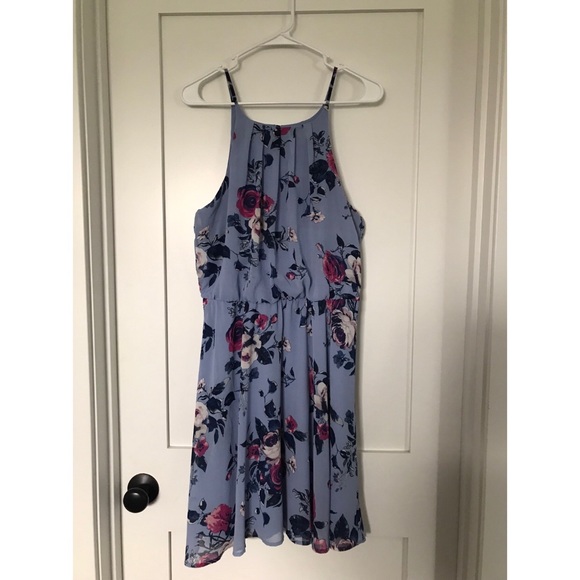 Francesca's Collections Dresses & Skirts - Sky Blue Floral Cinch Dress
